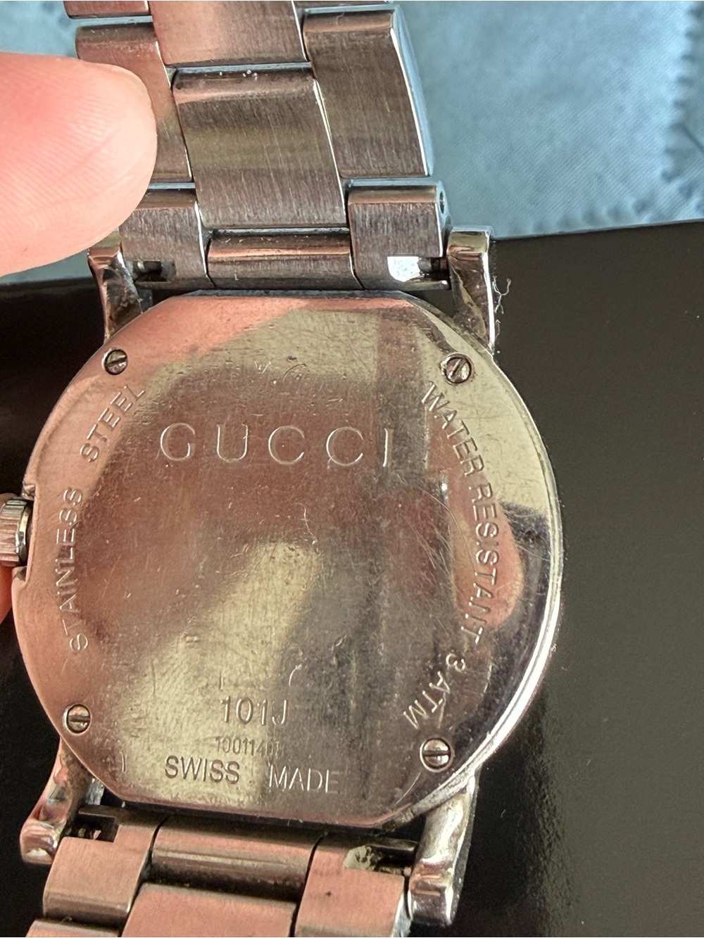 Gucci ladies Stainless Steel Silver-Tone Watch Back